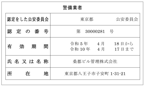 警備業法　標識